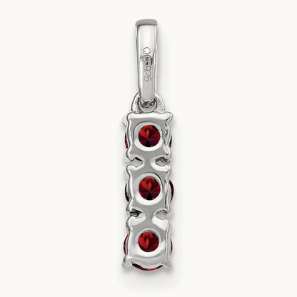 3-stone Garnet and Diamond Pendant, 14K White Gold