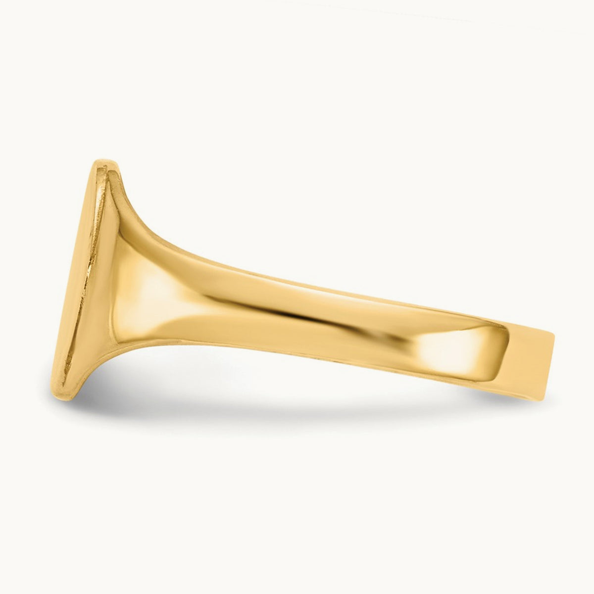 High Polished Oval Closed Back Baby Signet Ring, 14K