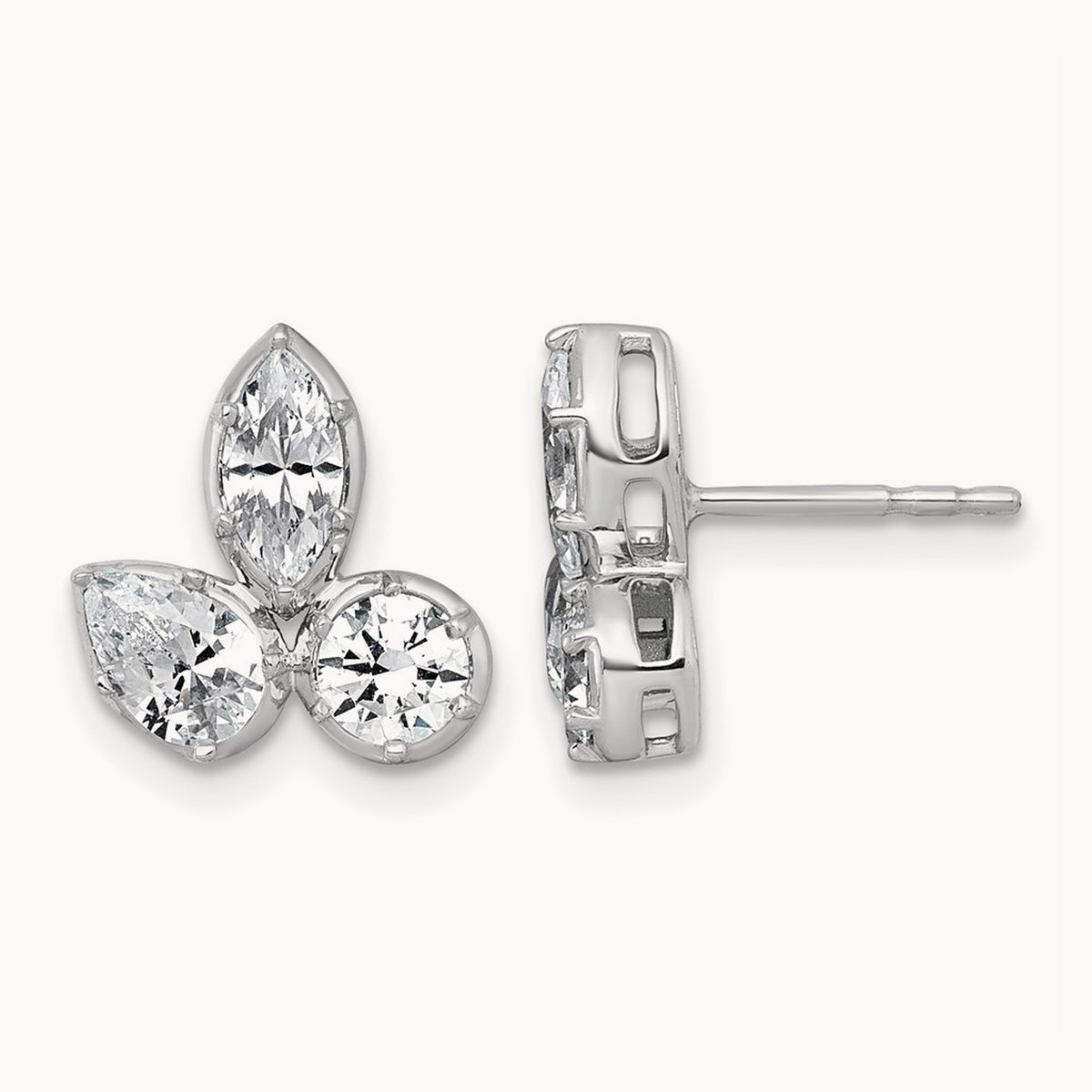 Pear Round & Marquise 3 Stone Earrings, 2.00 ct tw Lab-Grown Diamond
