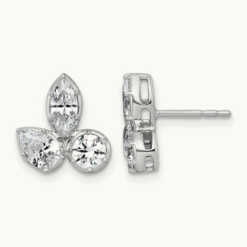 Pear Round & Marquise 3 Stone Earrings, 2.00 ct tw Lab-Grown Diamond