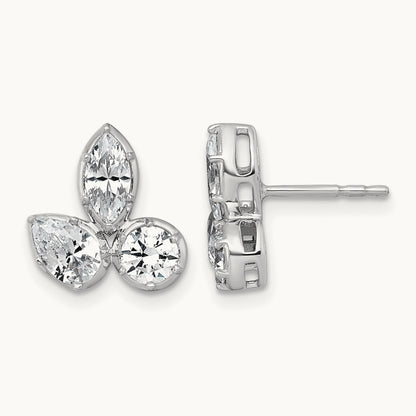 Pear Round & Marquise 3 Stone Earrings, 2.00 ct tw Lab-Grown Diamond