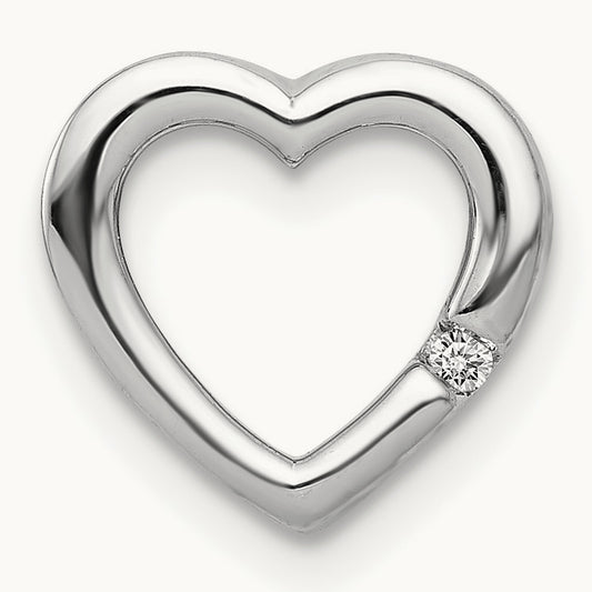 Diamond Heart Chain Slide — 14K White Gold