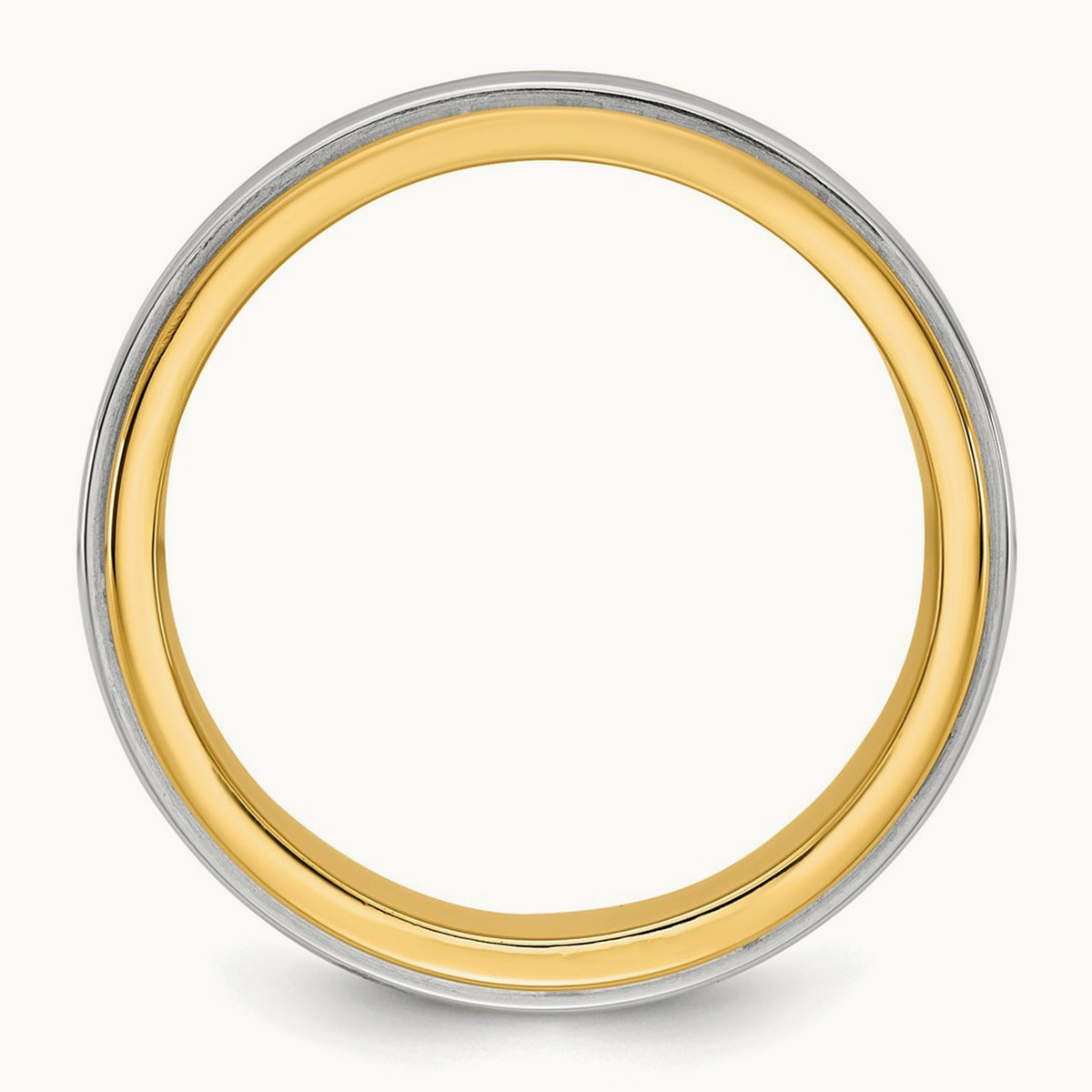 Y/W Double Banded Wedding Band, 7mm, 14K Two-tone