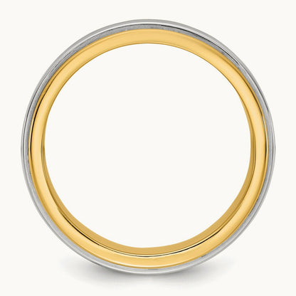 Y/W Double Banded Wedding Band, 7mm, 14K Two-tone