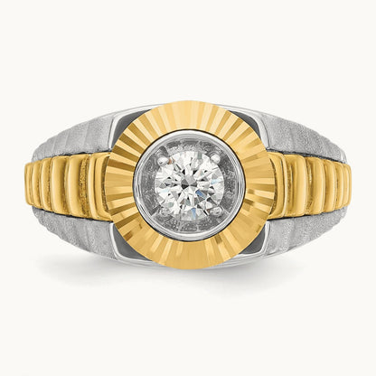 IBGoodman Men's Polished Satin & Textured Diamond Ring, 14K Two-tone