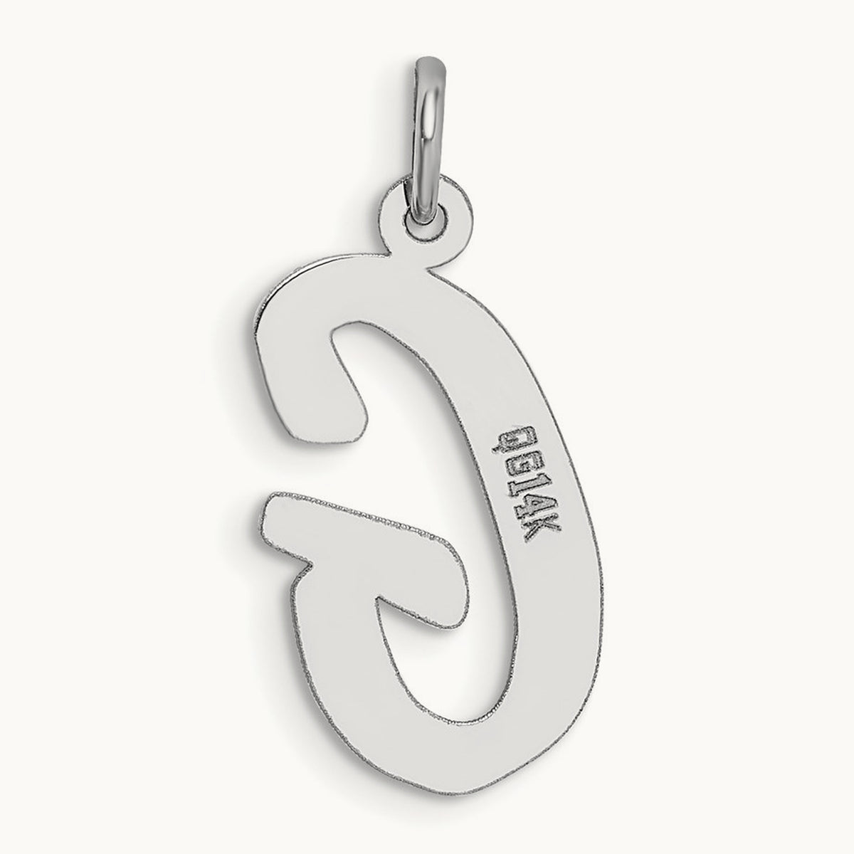 Large Script Initial Charm — 14K White Gold, G