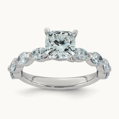 Cushion Center with Oval Sides Ring, 2 5/8-5 1/2 ct Lab-Grown Diamond