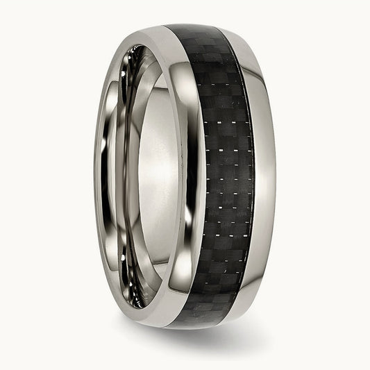 Polished w/Black Carbon Fiber Inlay Band, 8mm, Titanium