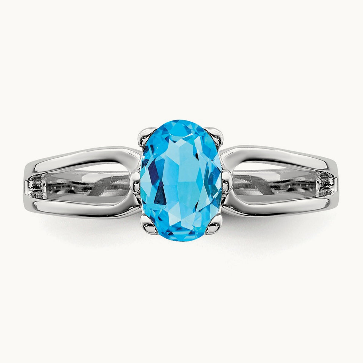 6x4mm Oval Blue Topaz ring, 14K White Gold