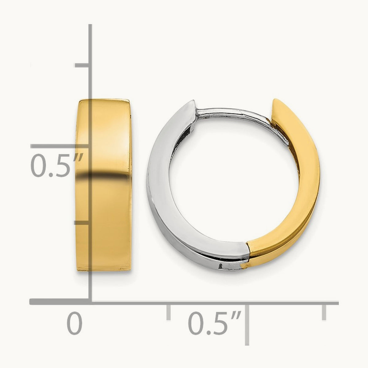 Round Hinged Hoop Earrings, 14K Two-tone