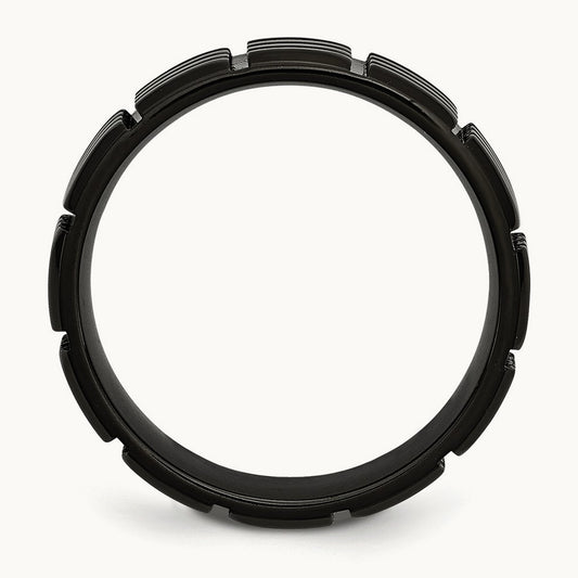 Brushed Black IP-plated Grooved Band, 8mm, Stainless Steel