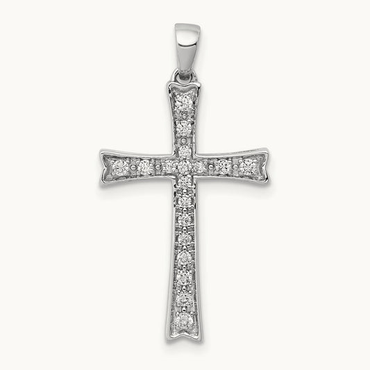 1/5ct. Diamond Cross Pendant — 14K White Gold