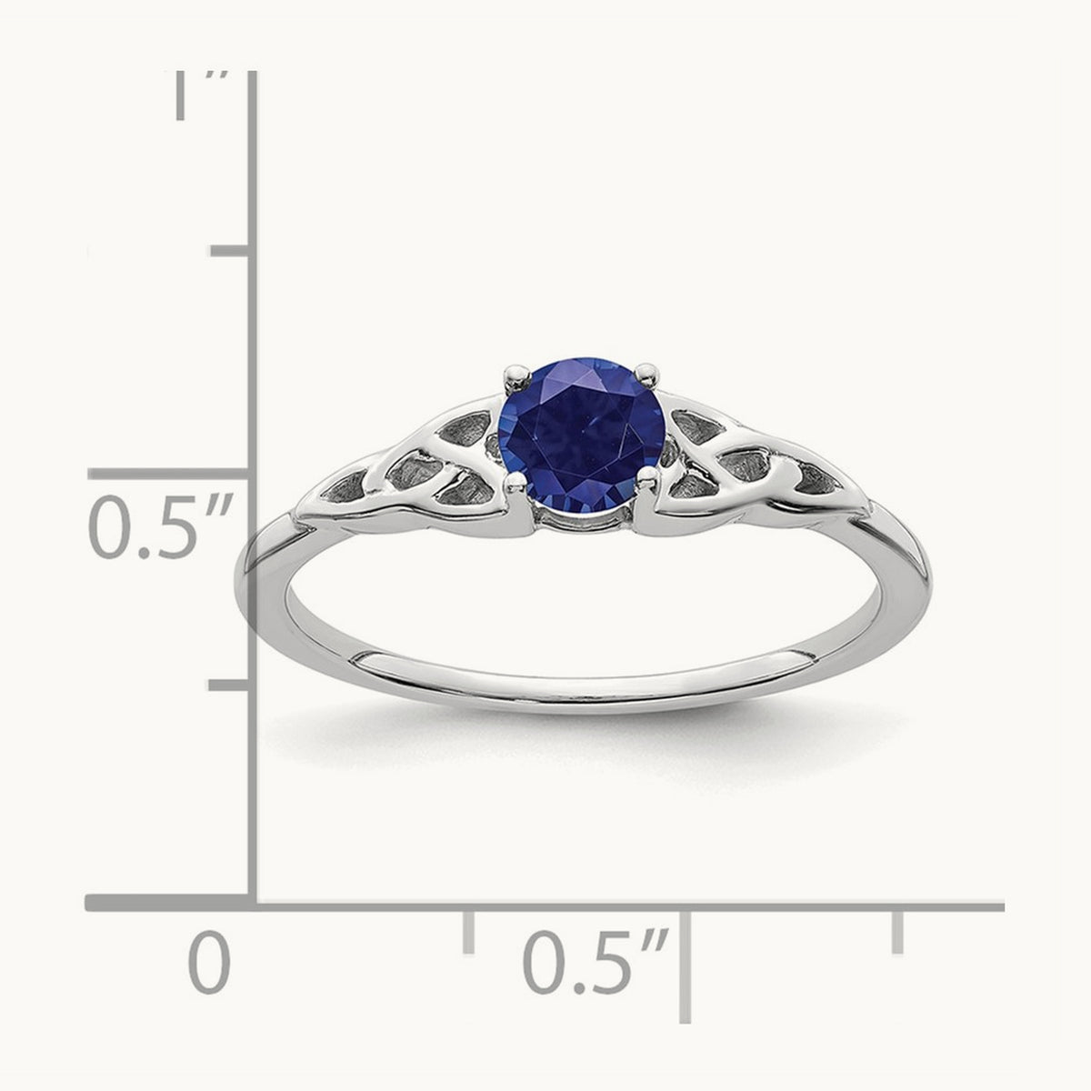 Created Sapphire Celtic Knot Ring — 14K White Gold, 7