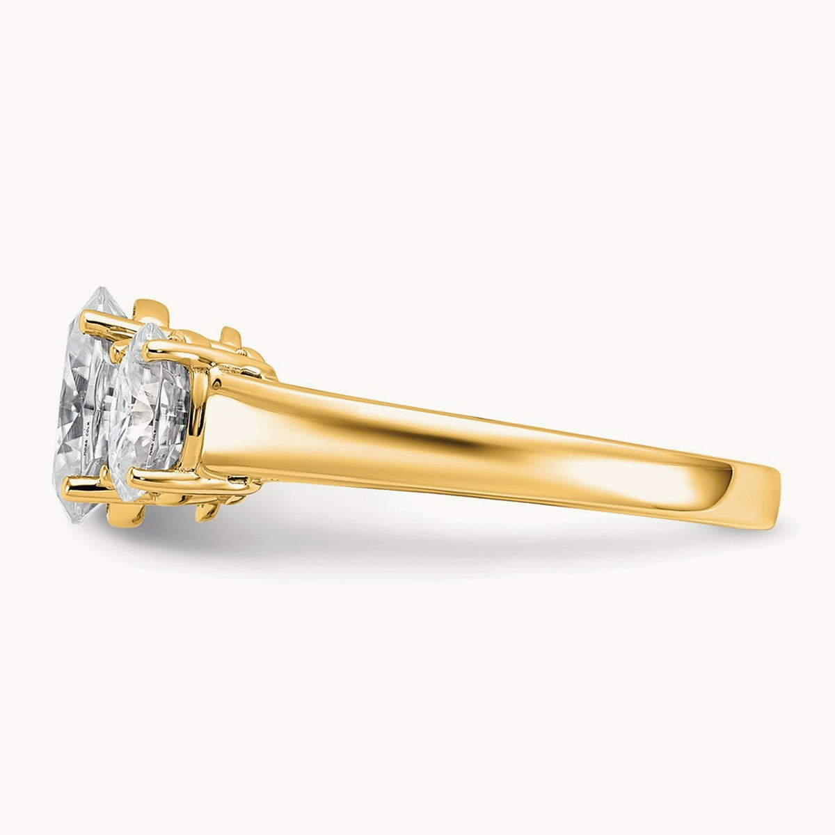 Oval 3 Stone Engagement Ring, 1.25-3.50 ct tw Lab-Grown Diamond — 3 ct, 14K Yellow Gold