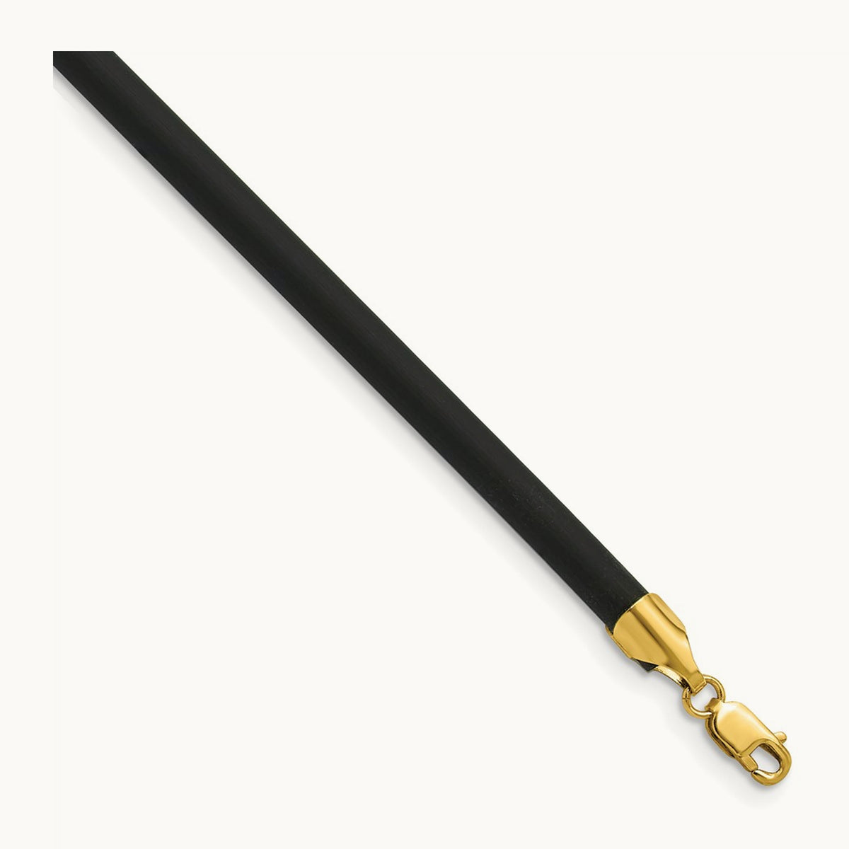 20in with Yellow Clasp Black Rubber Cord Necklace — 4mm