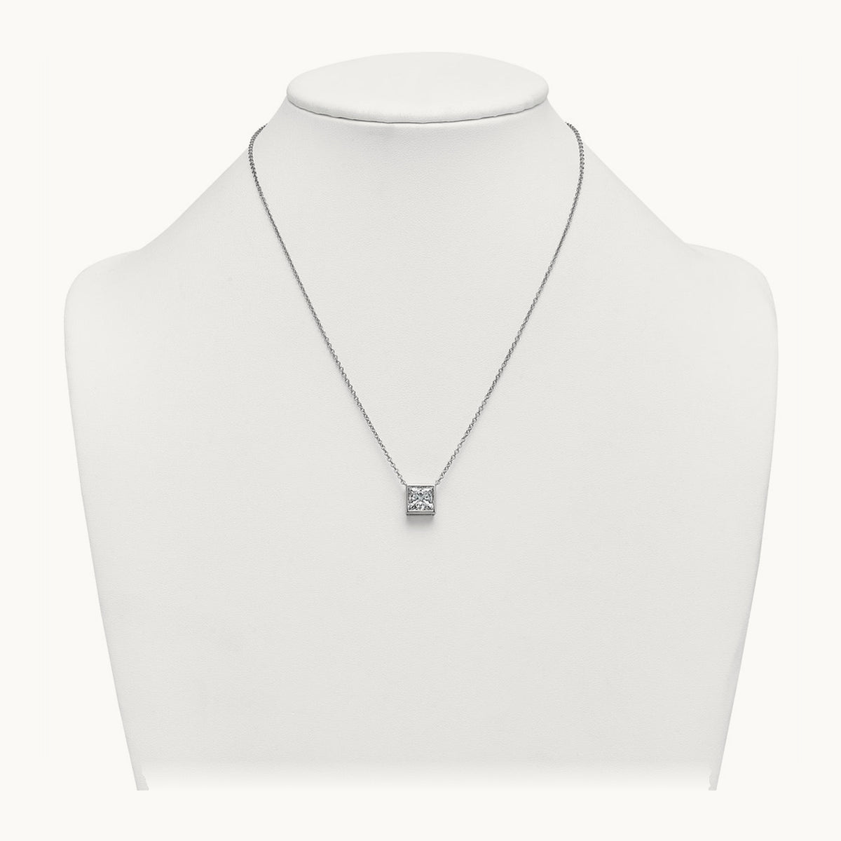 Princess Bezel Set Pendant, 1.00-4.00 ct tw Lab-Grown Diamond — 3 ct, 14K White Gold