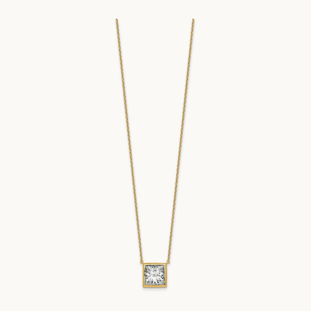 Princess Bezel Set Pendant, 1.00-4.00 ct tw Lab-Grown Diamond — 4 ct, 14K Yellow Gold