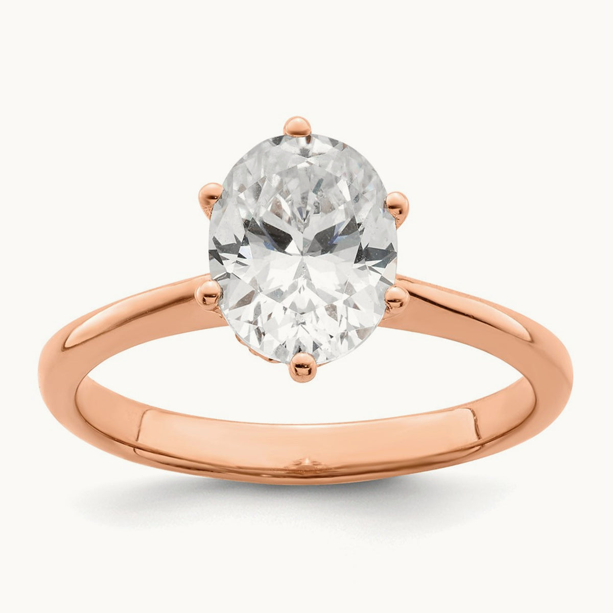 Polish 1 1/2ct Oval Leaf Design Semi-Mount Dia Ring, 14K Rose