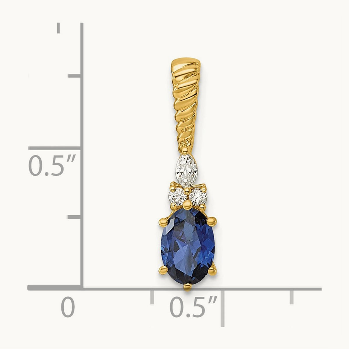 Polish Diamond and Lab Created Sapphire Twisted Chain Slide — 14K Yellow Gold