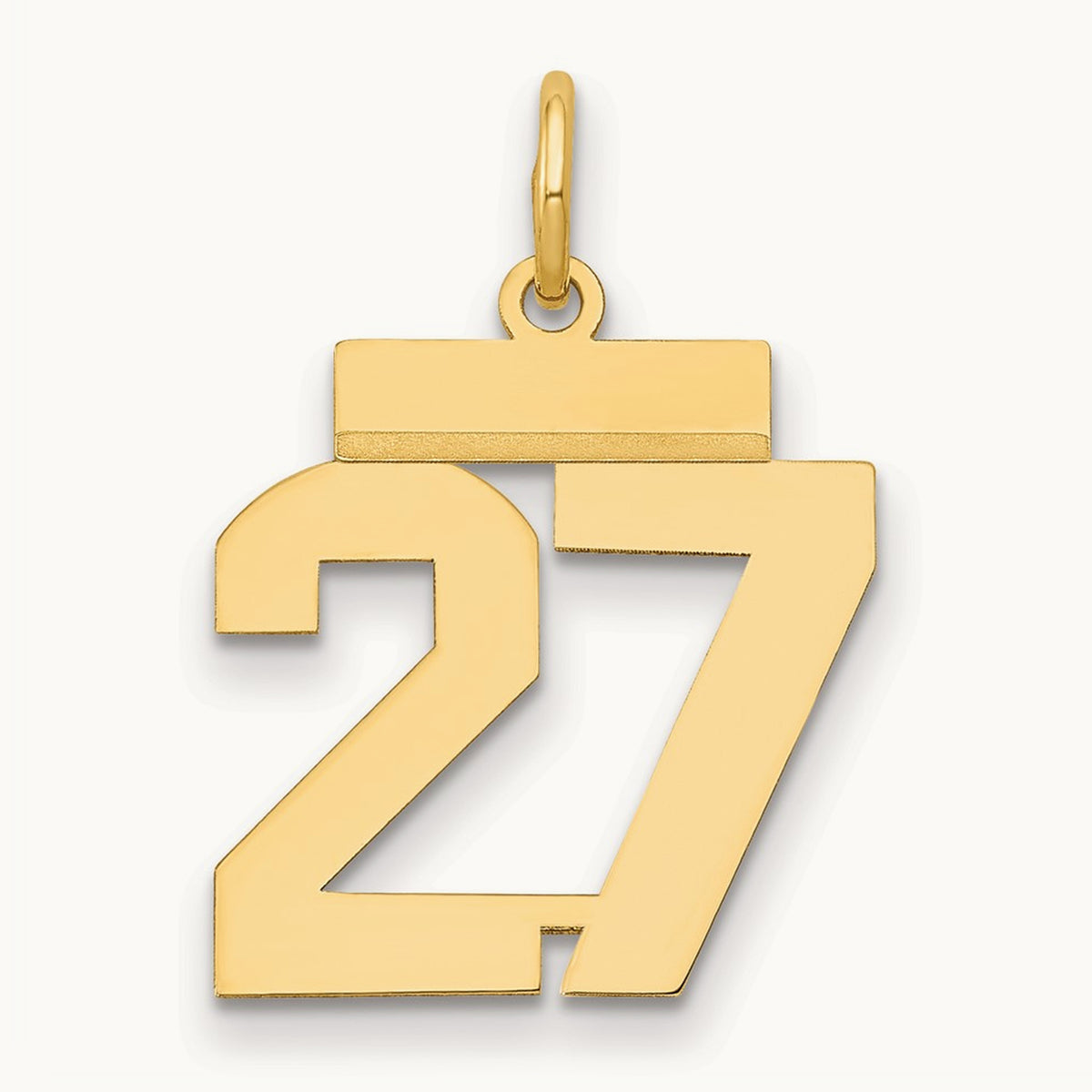 Small Polished Number 27 Charm, 14K