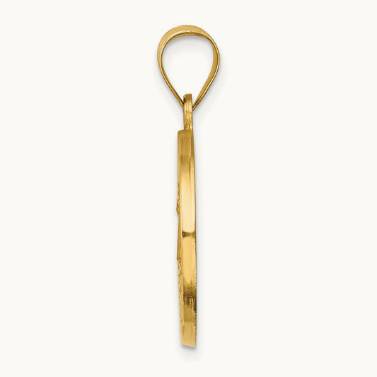 Polished and Satin Caridad del Cobre Medal Hollow Pendant, 14K