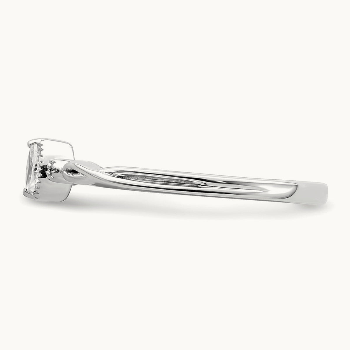 Petite Beaded Edge Marquise Complete Dia Ring, 14K White Gold