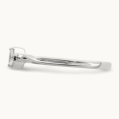 Petite Beaded Edge Marquise Complete Dia Ring, 14K White Gold