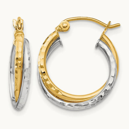 D/C Bypass Hoop Earrings, 14K Two-tone — Leslie's