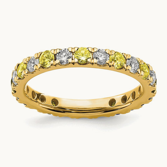 Created Yellow Sapphire Eternity Band, 0.25-0.75 ct tw Lab-Grown Diamond — 14K Yellow Gold