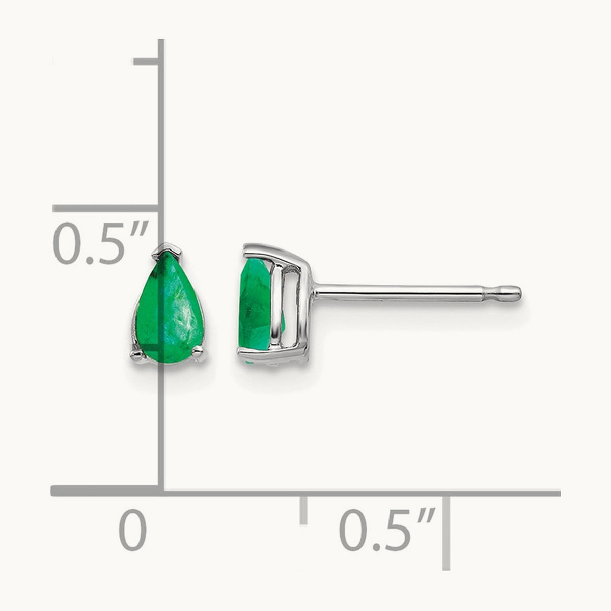 Emerald Earrings, 14K White Gold