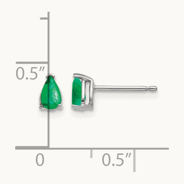 Emerald Earrings, 14K White Gold
