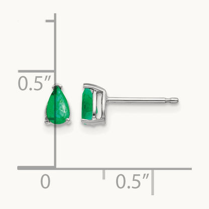 Emerald Earrings, 14K White Gold