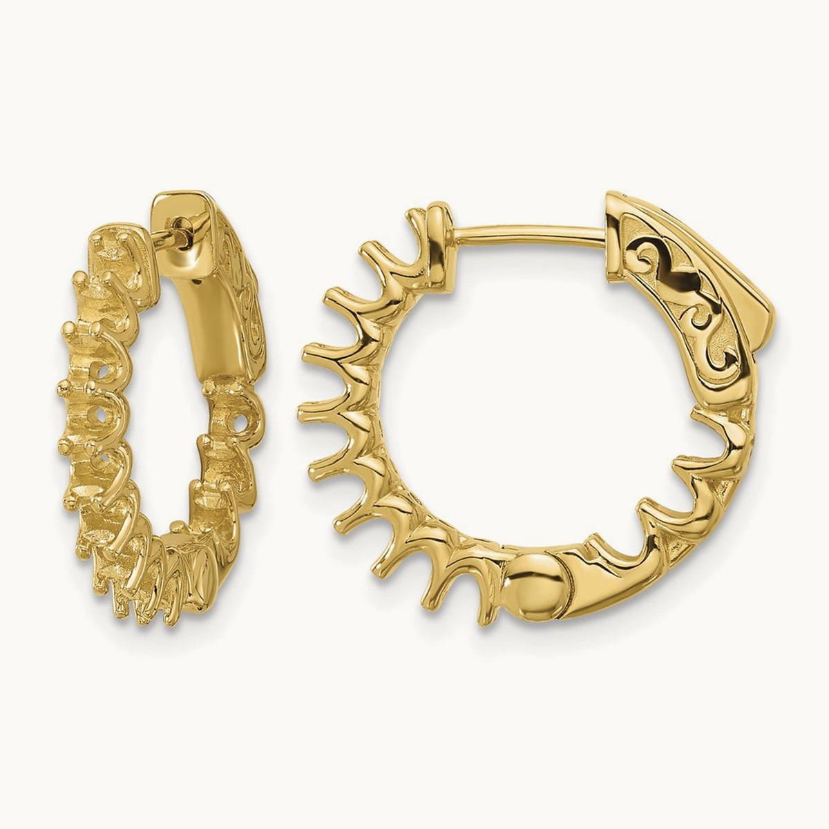 1.2ct 24- Round Hoop w/ Safety Clasp Earring Mountings, 2.3mm, 14K