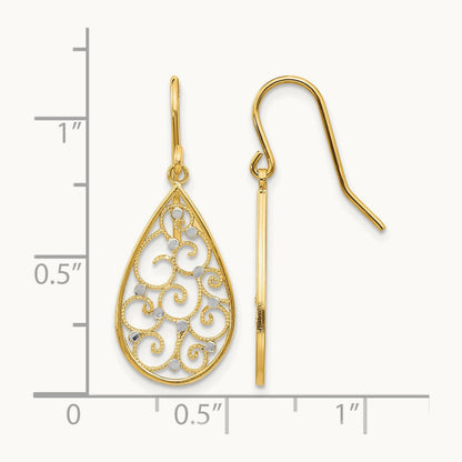 & Rhodium Polished Teardrop Earrings, 14K