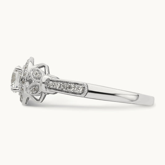 Vintage Round Halo Engagement Ring, 0.50 ct tw