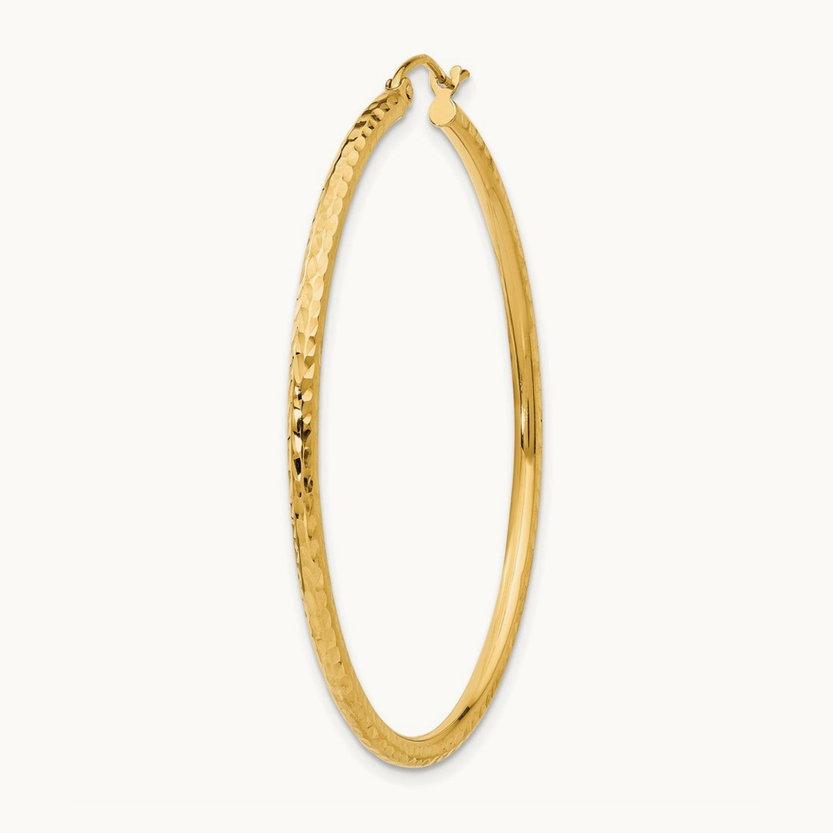Single 14k Diamond-cut Round Tube Hoop Earring, 2mm