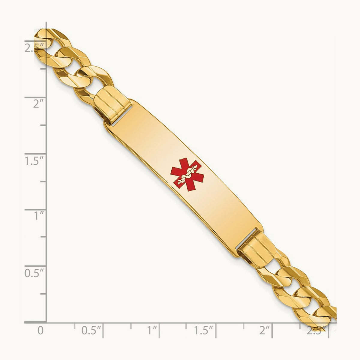 Medical Red Enamel Curb ID Bracelet, 14K