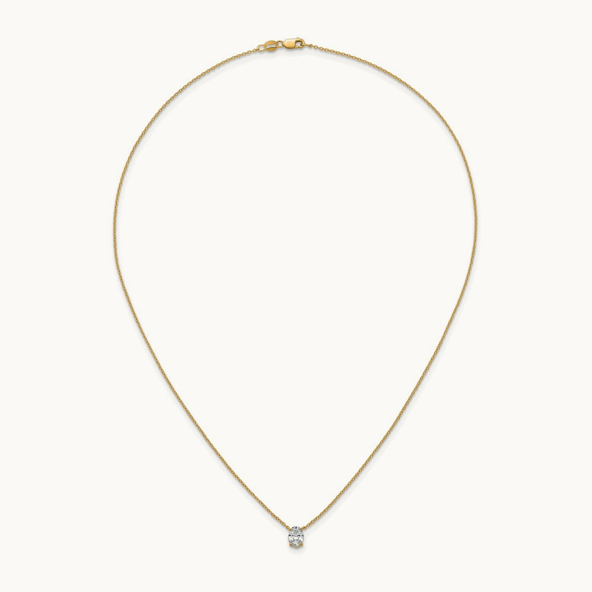 Oval Pendant Necklace, 0.25-4.00 ct tw Lab-Grown Diamond — 3/4 ct, VS (Best), 14K Yellow Gold