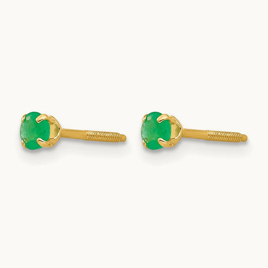 Madi K Emerald Earrings, 3mm, 14K