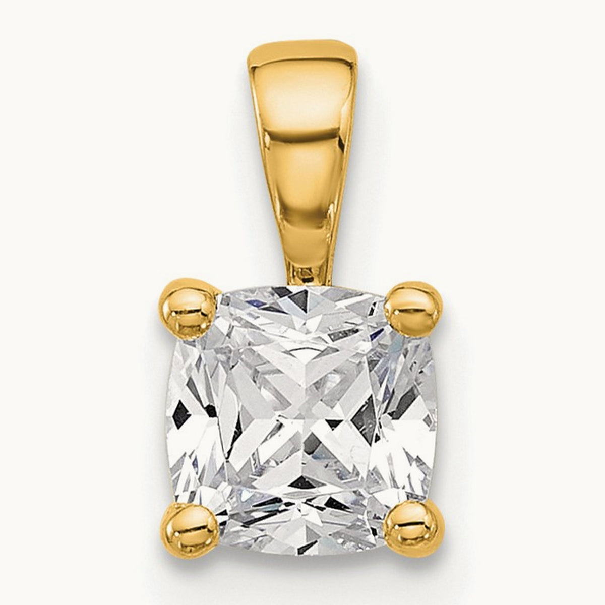 Cushion Four-Prong Pendant, 1/2-5 ct Lab-Grown Diamond — 14K Yellow Gold