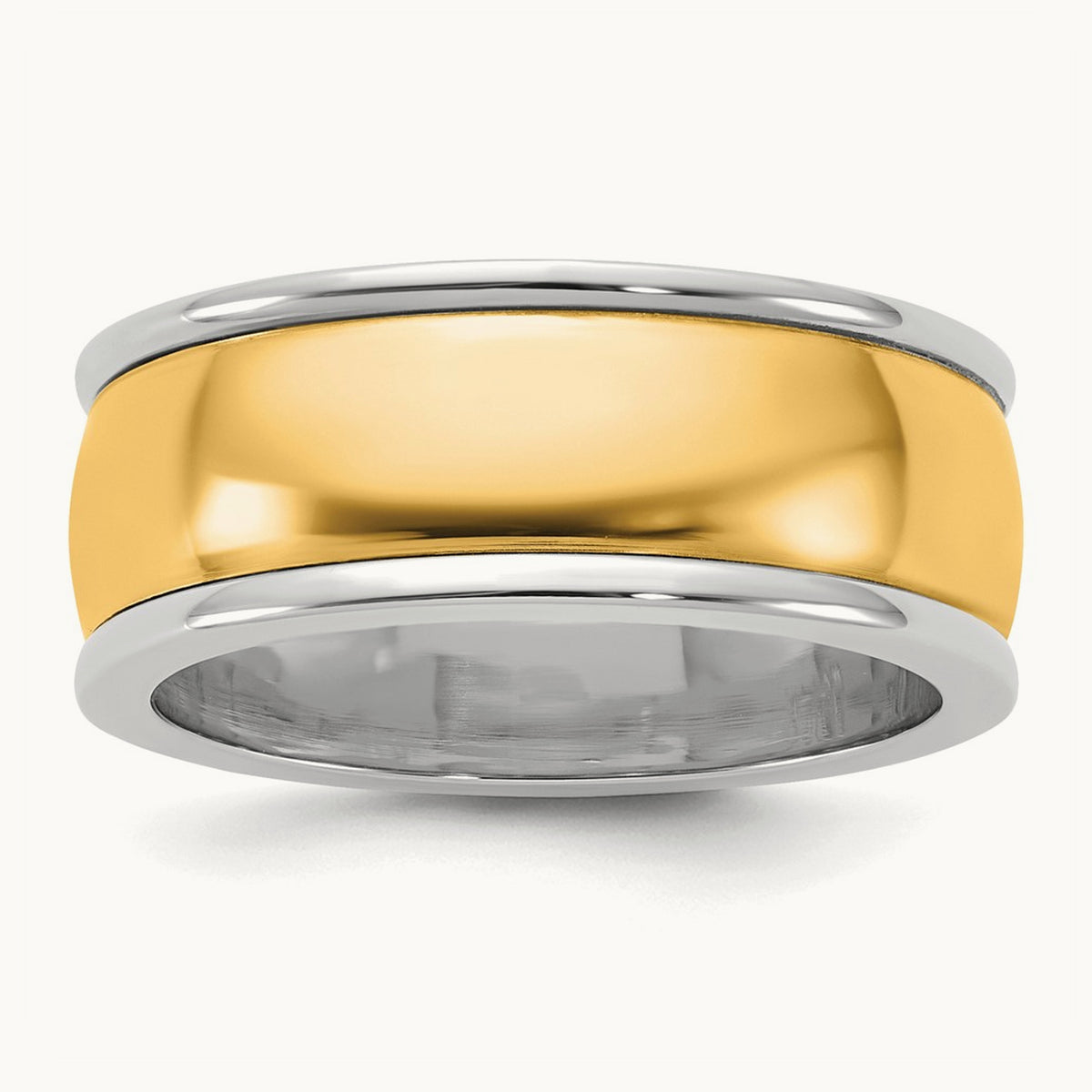 W/Y Half Round Wedding Band, 8mm, 14K Two-tone