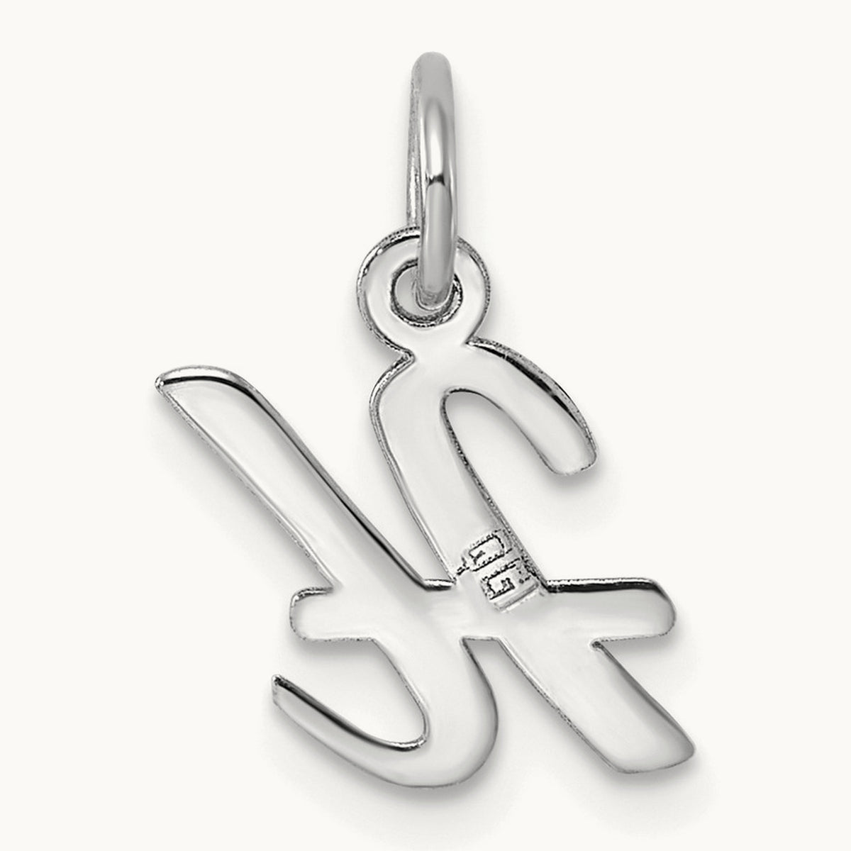 Small Script Letter H Initial Charm, 14K White Gold