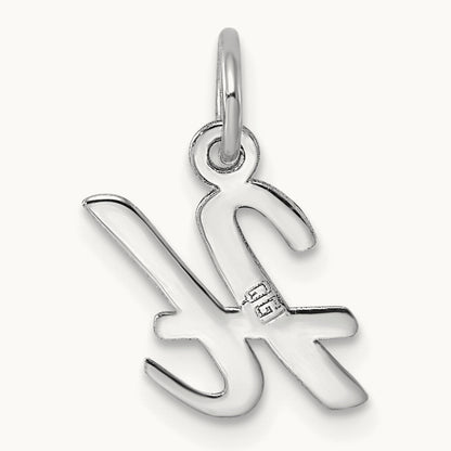 Small Script Letter H Initial Charm, 14K White Gold