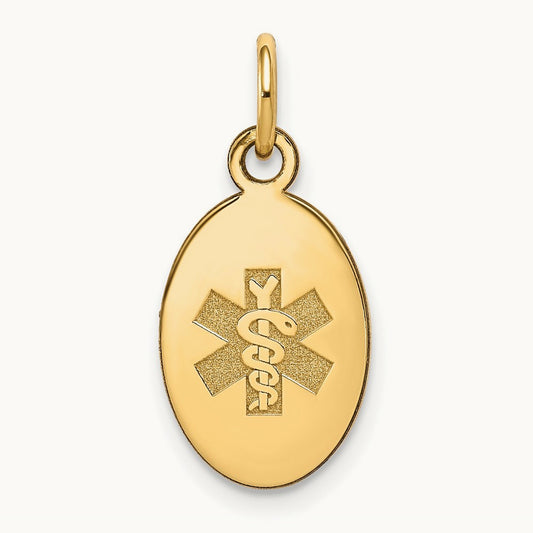 Non-enameled Medical Jewelry Pendant, 14K