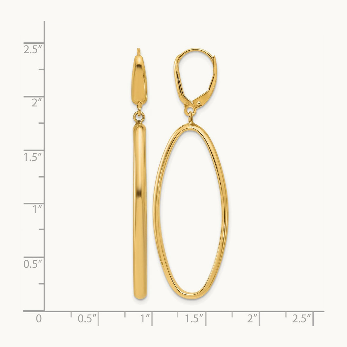 Polished Oval Dangle Leverback Earrings, 14K — Leslie's