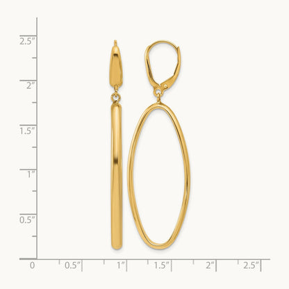 Polished Oval Dangle Leverback Earrings, 14K — Leslie's