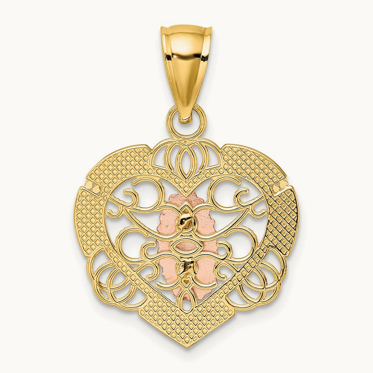 14KTwo-tone w/White Rhodium Guadalupe In Heart Charm