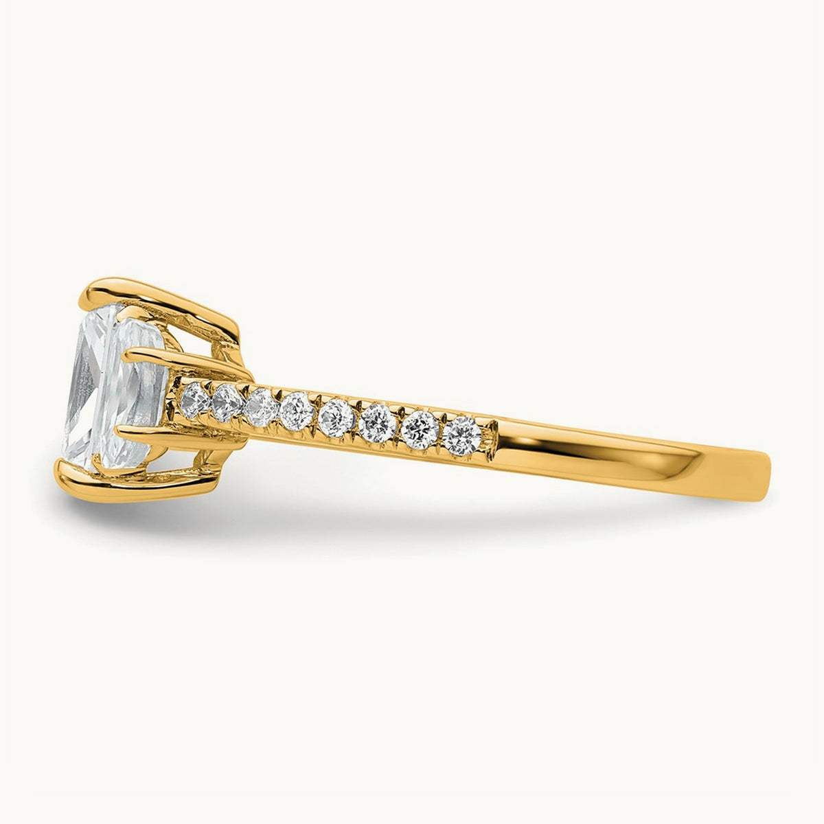 Radiant 3 Stone Engagement Ring, 1.50 ct tw Lab-Grown Diamond — VS (Best), 14K Yellow Gold