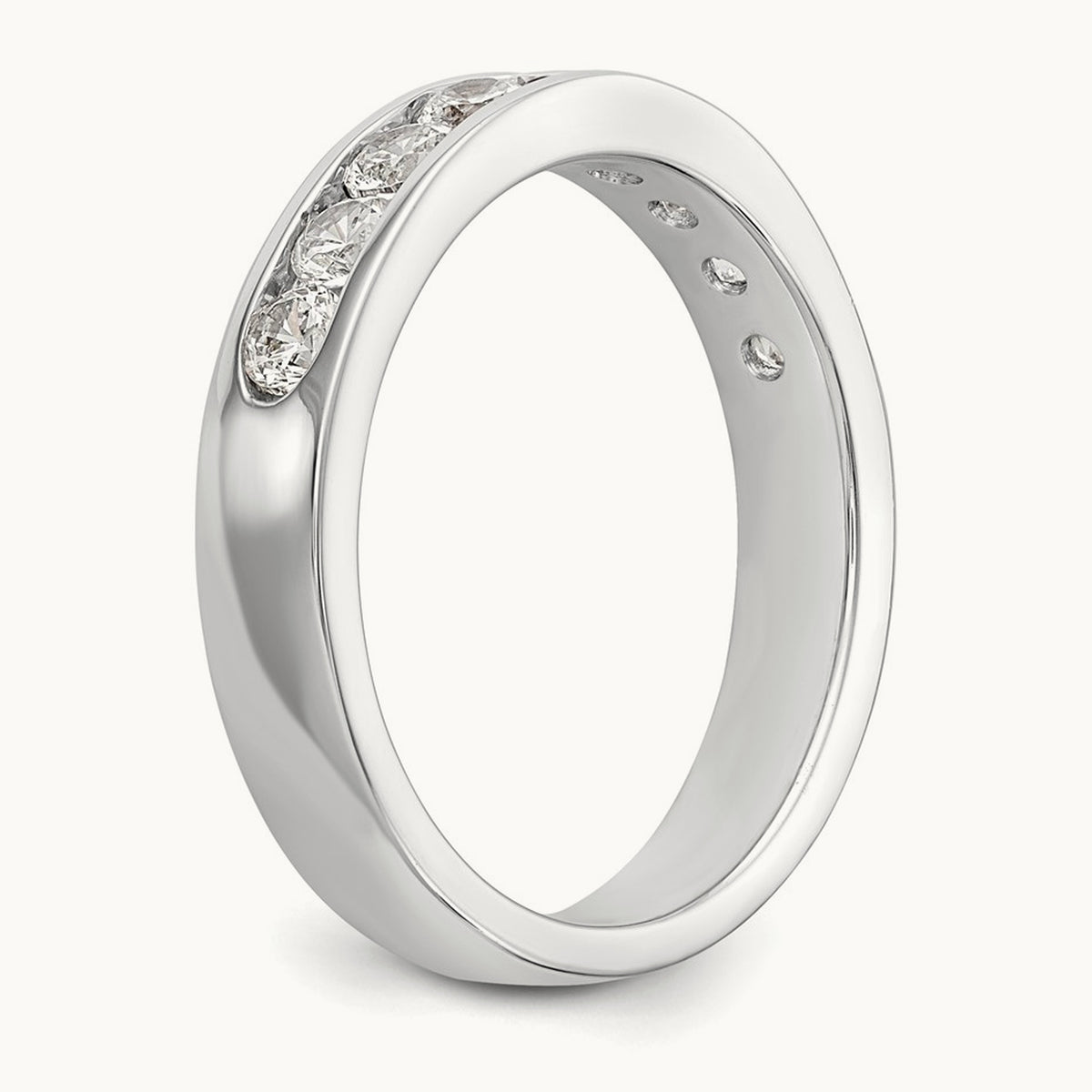 9-Stone Diamond Channel Band, 14K White Gold