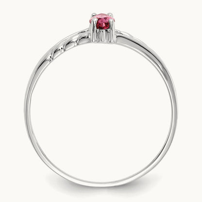 Pink Tourmaline Birthstone Ring, 14K White Gold